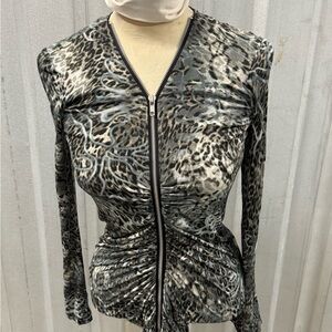 Animal Print Zip-Up Top